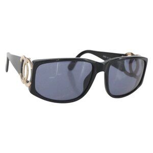 CHANEL Sunglasses plastic Black CC Auth ka1150